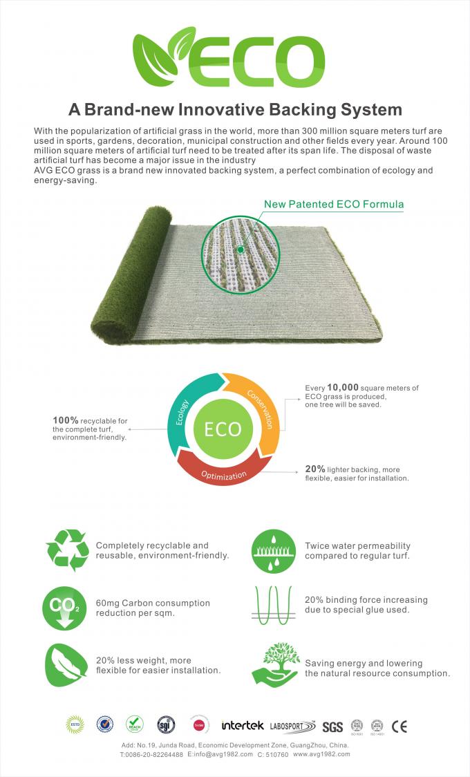 Naturalnie wyglądający komercyjny dywan ze sztucznej murawy Trawa syntetyczna Trawnik Eco Podkład nadający się do recyklingu 1