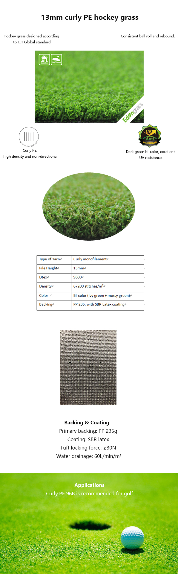 Stawianie zielonego syntetycznego trawnika Sztuczna trawa o wysokości 13 m Odporna na zużycie 0